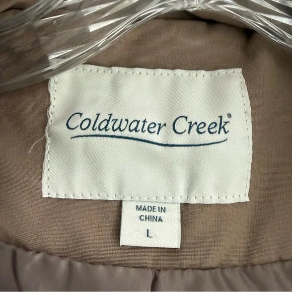 Coldwater Creek Hooded Raincoat Trench Coat Women’s L (14–16) Beige Tan Lined - Picture 14 of 16